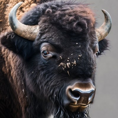 Closeup American Bison Head