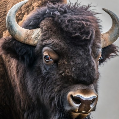 Closeup American Bison Head