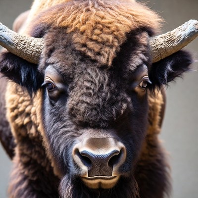 Close-up of bison head