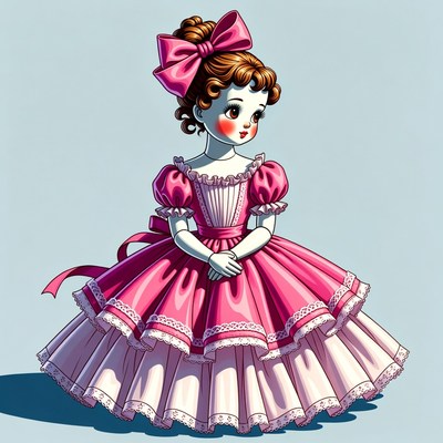 Girl in pink doll dress