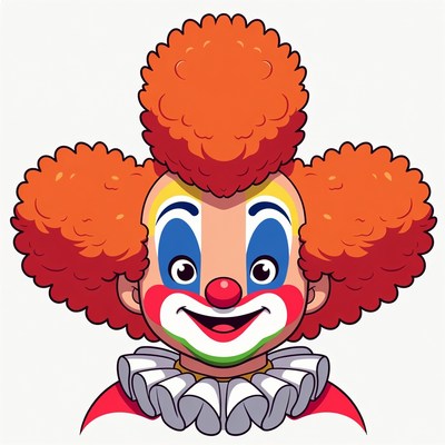 Cartoon Clown with Red Hair