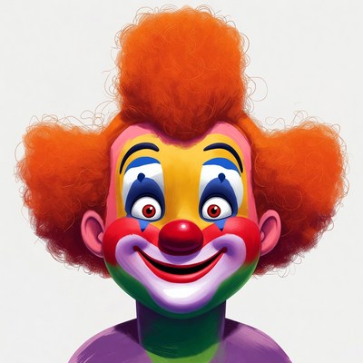 Colorful cartoon clown smiling
