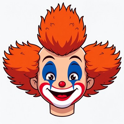 Cartoon Clown with Red Hair