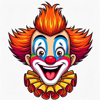 Cartoon Clown Smiling with Red Hair