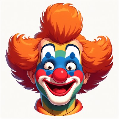 Cartoon Clown with Red Hair