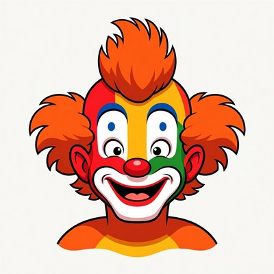Cartoon Clown with Red Hair