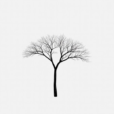 Black silhouette bare tree