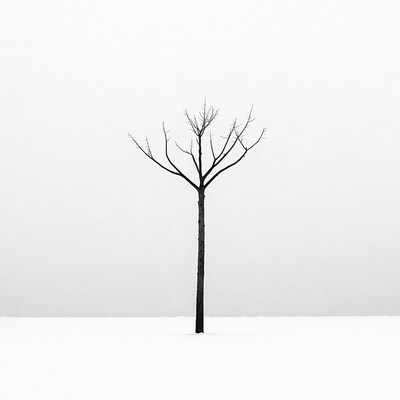 Bare tree in snowy field