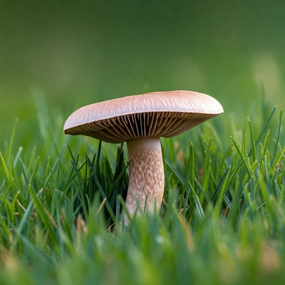 Mushroom growing in green grass