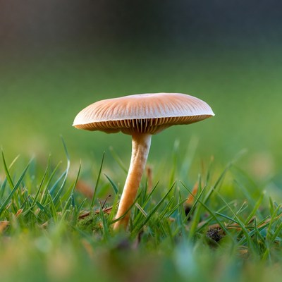 Orange mushroom on green grass