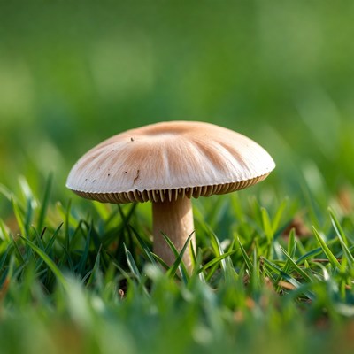 Mushroom growing in green grass