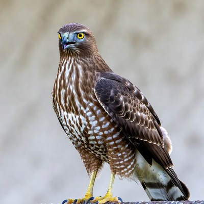 Red-shouldered Hawk Perched on Post