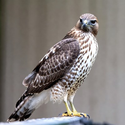 Red-tailed Hawk Perched on Post