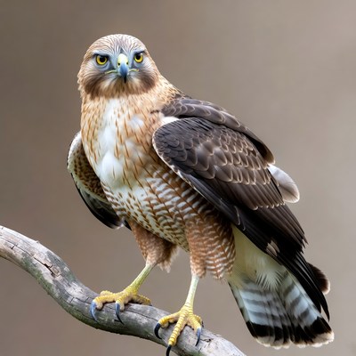 Red-shouldered Hawk Perched on Branch