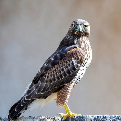 Red-tailed Hawk Perched on Rock