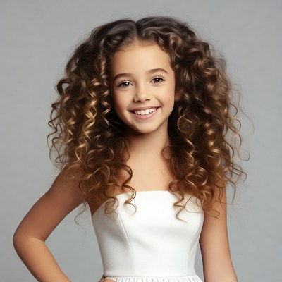 Girl with curly hair smiling