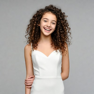 Smiling girl with curly hair