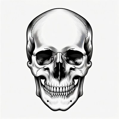 Black and white skull illustration