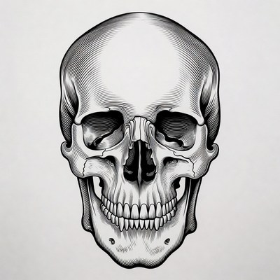 Detailed Human Skull Illustration