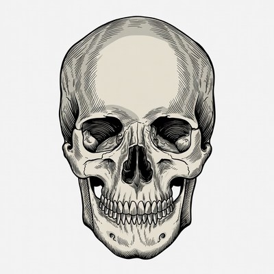 Skull illustration on white background