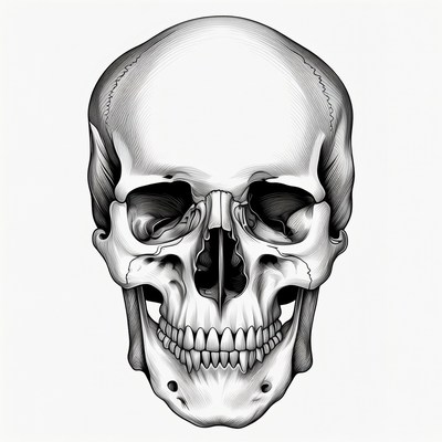Detailed Human Skull Illustration