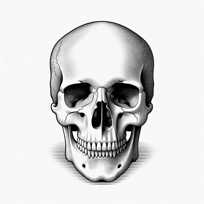 Detailed Human Skull Illustration