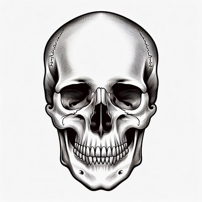 Black and white skull illustration