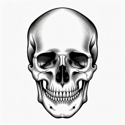 Black and white skull illustration