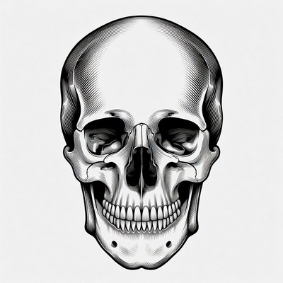Black and white skull illustration