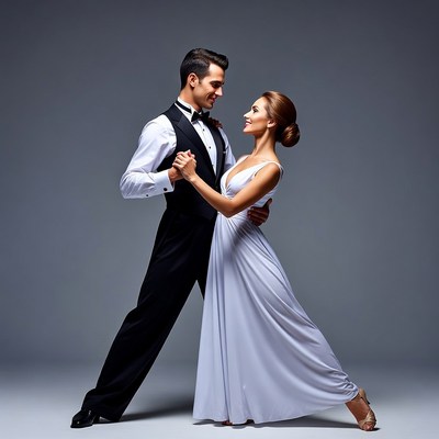 Elegant couple ballroom dancing