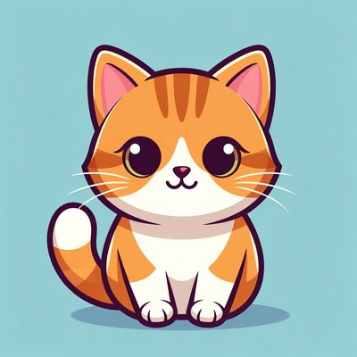 Cute orange tabby kitten illustration