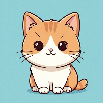 Cute orange tabby kitten illustration