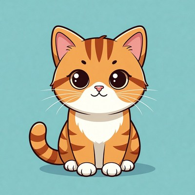 Cute orange tabby kitten illustration