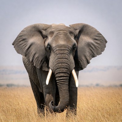 Elephant standing in tall grass