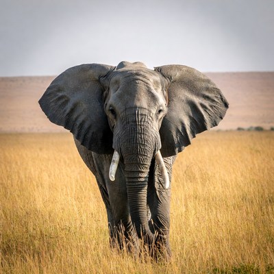 Elephant standing in savanna grass
