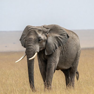 Elephant standing in savanna grass