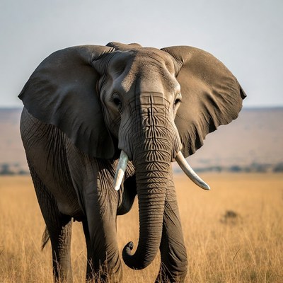 African elephant standing in savanna