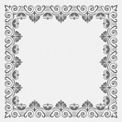 Ornate Gray Floral Border Frame