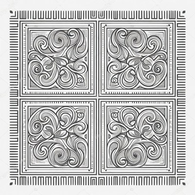 Ornate Gray Floral Border Design