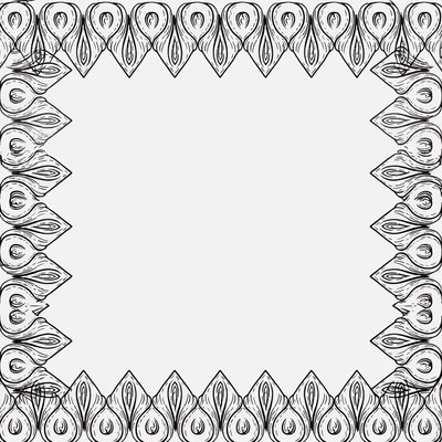 Ornate Floral Line Art Border