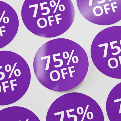 Purple 75% Off Sale Stickers