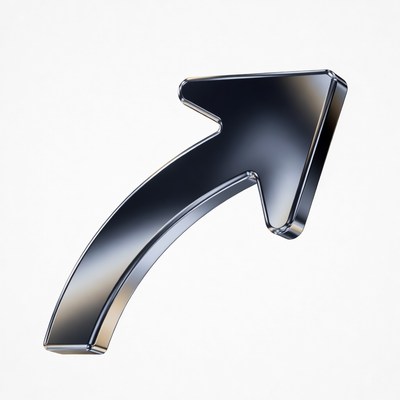 Shiny Black Curved Arrow