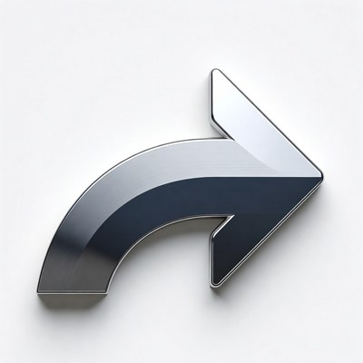 Shiny curved silver arrow