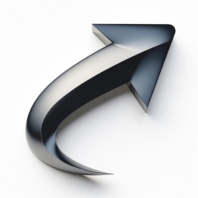 3D Curved Silver Arrow
