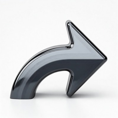 Shiny curved black arrow