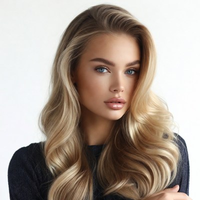 Blonde woman with wavy hair