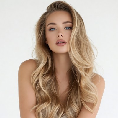 Blonde woman with wavy hair