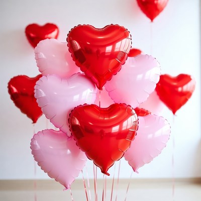 Red and Pink Heart Balloons