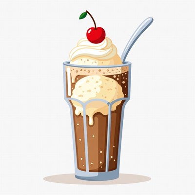 Chocolate Ice Cream Soda with Cherry