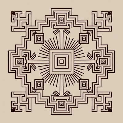 Geometric Navajo Sun Mandala Design